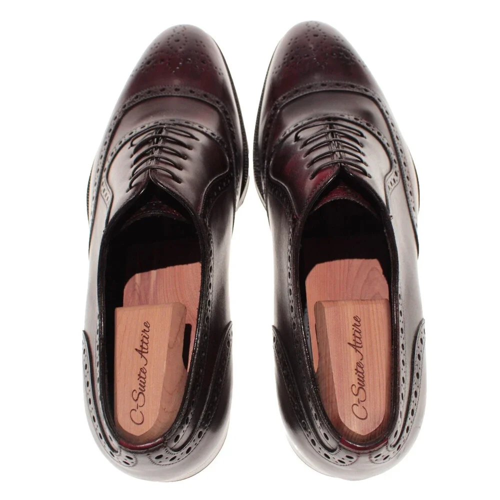 Di Bianco NWD Lace Up Oxford Dress Shoes Size 8 US in Cherry Red Leather